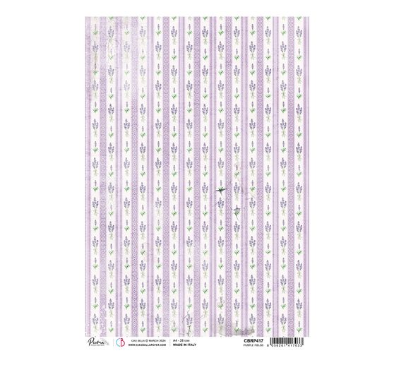 Motif straw silk "Morning Provence - Lavender Stripes"