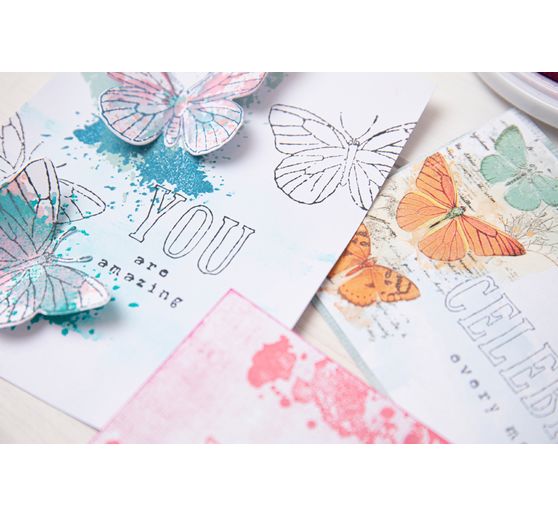 Gabarits d’estampe Sizzix Framelits et tampons Clear Stamps « Painted Pencil Butterflies »