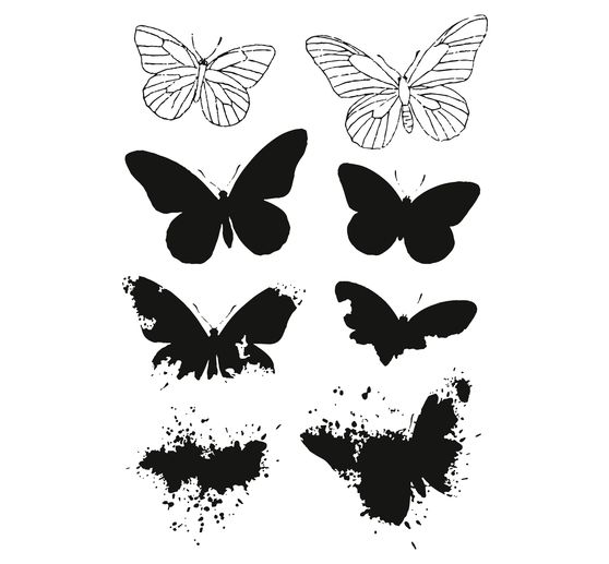 Gabarits d’estampe Sizzix Framelits et tampons Clear Stamps « Painted Pencil Butterflies »
