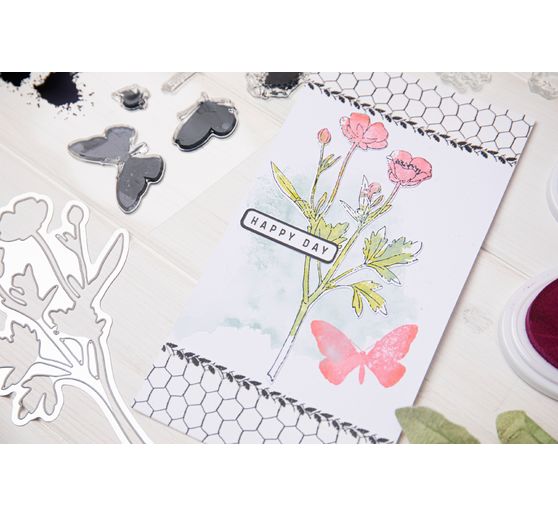 Sizzix Framelits Stanzschablone und Clear Stamps "Painted Pencil Botanical"