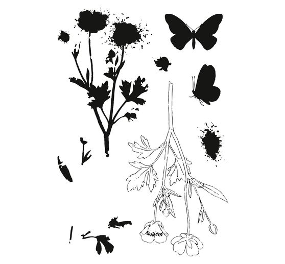 Sizzix Framelits Stanzschablone und Clear Stamps "Painted Pencil Botanical"