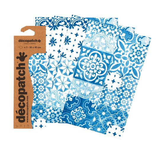 Décopatch-Papier "Kachel-Mosaik Blau"