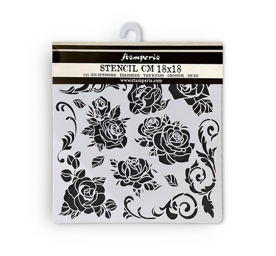 Pochoir « Shabby Rose – Pattern », 18 x 18 cm