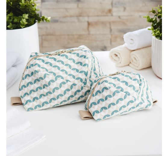 Tissu imprimé aspect lin « Cercles de feuilles »