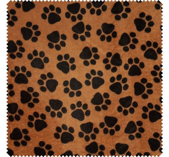 Tissu polaire « Pattes Noir sur Marron »