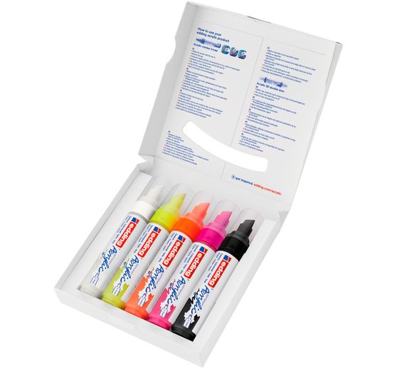 edding 5000 Acrylic "Acrylic marker - Neon", wide, set of 5