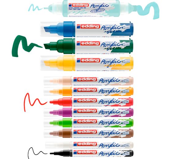 Marqueurs acrylique edding « Permanent Acrylic – Basic », set de 12