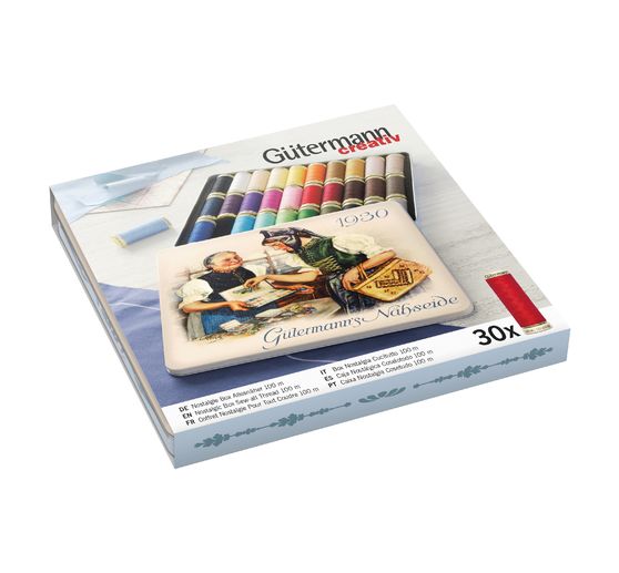Gütermann Nostalgia-Box all-purpose sewing thread set, 30 spools