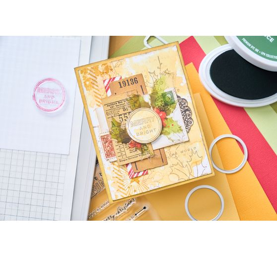 Sizzix Gabarit d'estampe et Clear Stamps "Pencil Line Holly by 49 and Market"