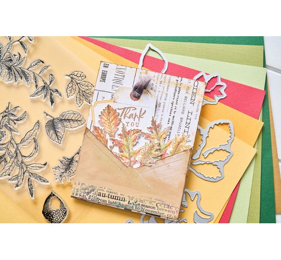 Sizzix Gabarit d'estampe et Clear Stamps "Forever Leaves by 49 and Market"
