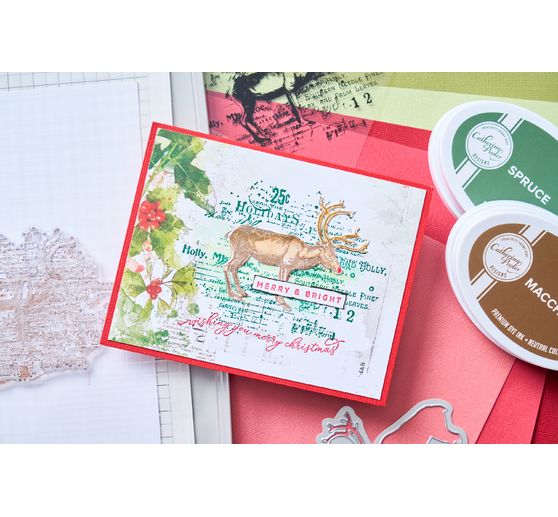 Sizzix Gabarit d'estampe et Clear Stamps "Reindeer Mix Cluster by 49 and Market"