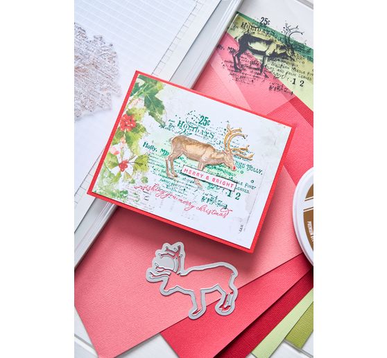 Sizzix Gabarit d'estampe et Clear Stamps "Reindeer Mix Cluster by 49 and Market"