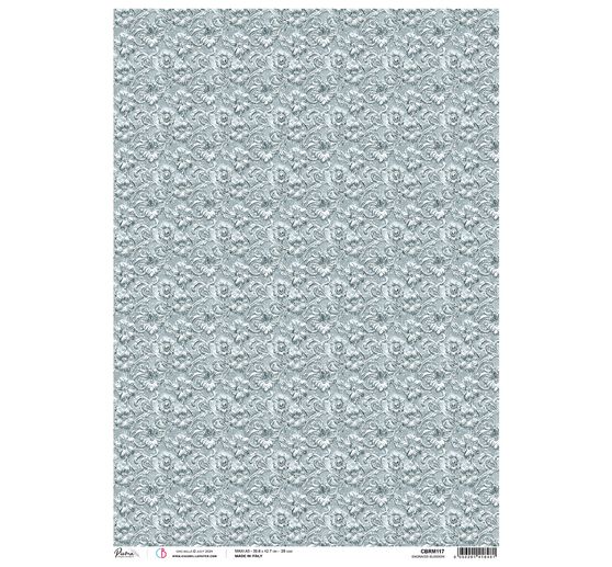 Soie de paille à motifs « Elegance of Blue – Fleurs gravées »