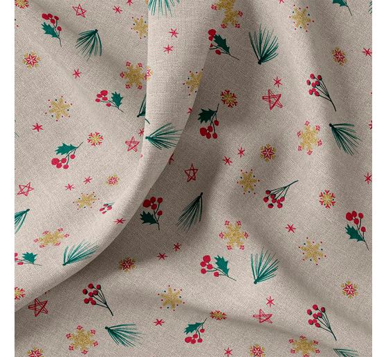 Tissu Canvas « Noël avec flocons de neige scintillants »