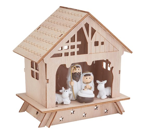 Décoration à emboîter en bois VBS « Crèche et santons »