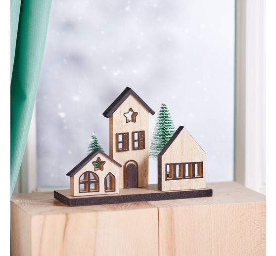 Kit de construction en bois VBS « Maisons de Noël et sapins »