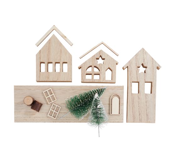 Kit de construction en bois VBS « Maisons de Noël et sapins »