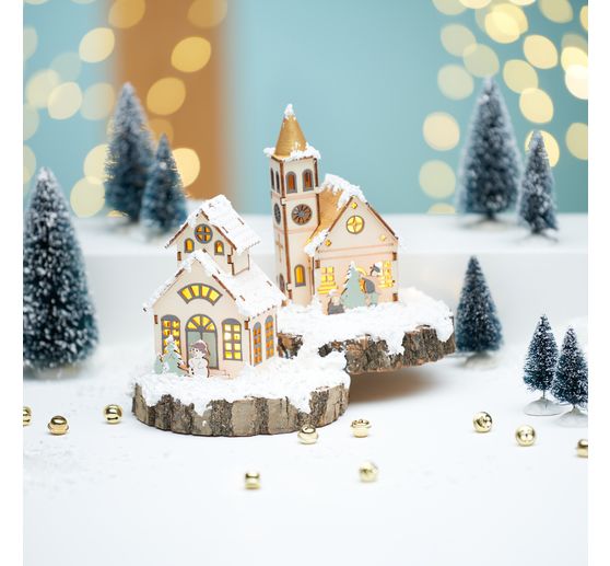 VBS Wooden building kit "Church with round spire", incl. LEDs
