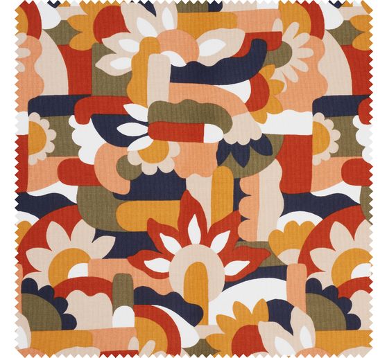 Halbpanama-Stoff "Naive Blumen"