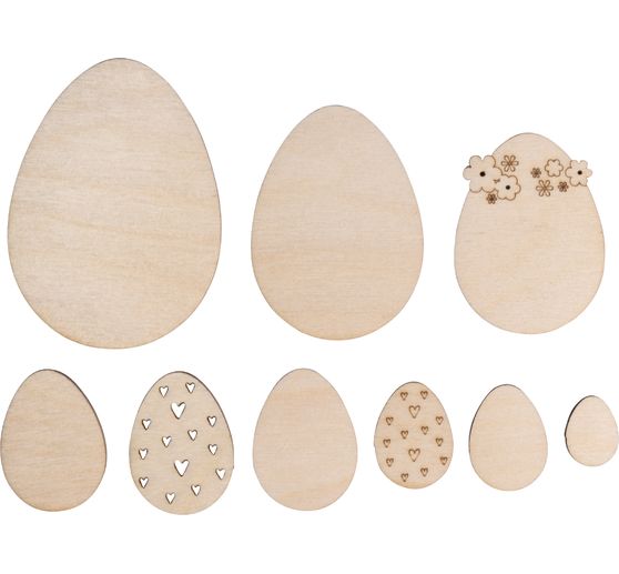 Pièces à disperser en bois « Assortiment d'œufs de Pâques »