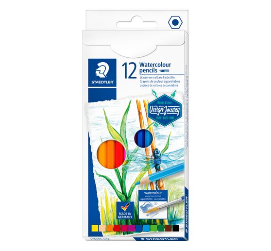 Crayons de couleur aquarellables Staedtler, set de 12
