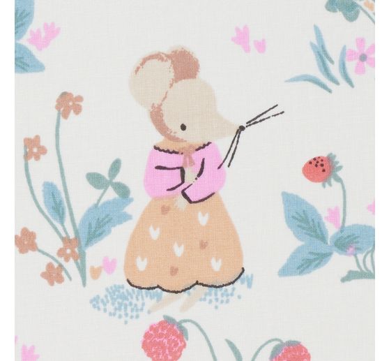 Tissu coton au mètre « Souris des jardins »