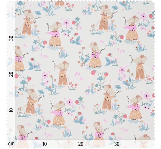 Tissu coton au mètre « Souris des jardins »