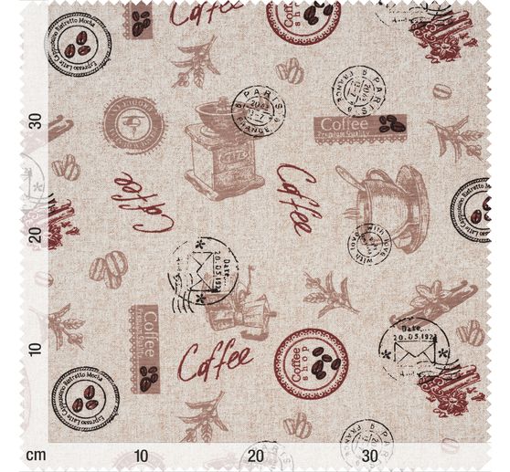 Tissu imprimé aspect lin au mètre « Coffee »