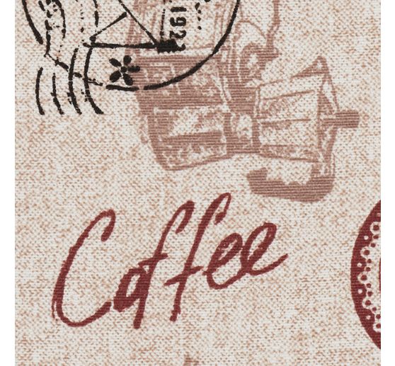 Tissu imprimé aspect lin au mètre « Coffee »