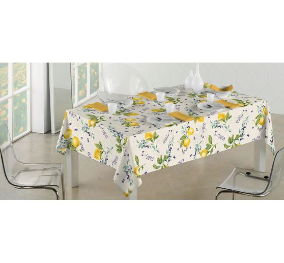 Tissu imprimé aspect lin au mètre « Citrus »