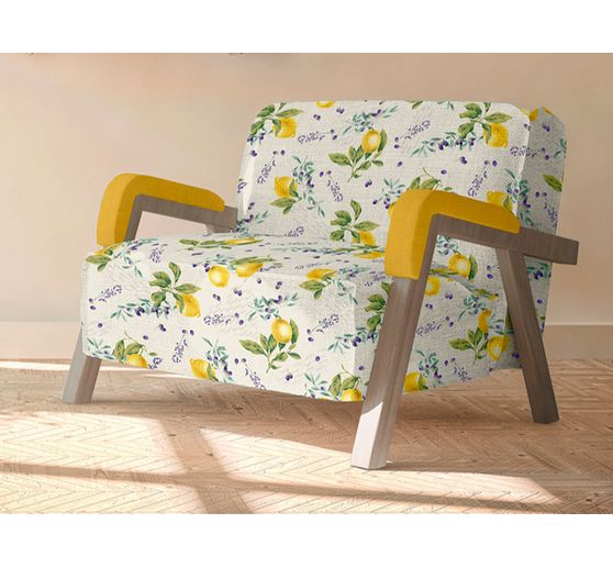 Tissu imprimé aspect lin au mètre « Citrus »