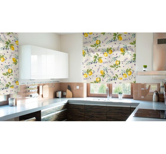 Tissu imprimé aspect lin au mètre « Citrus »