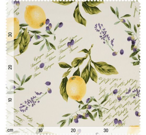 Tissu imprimé aspect lin au mètre « Citrus »