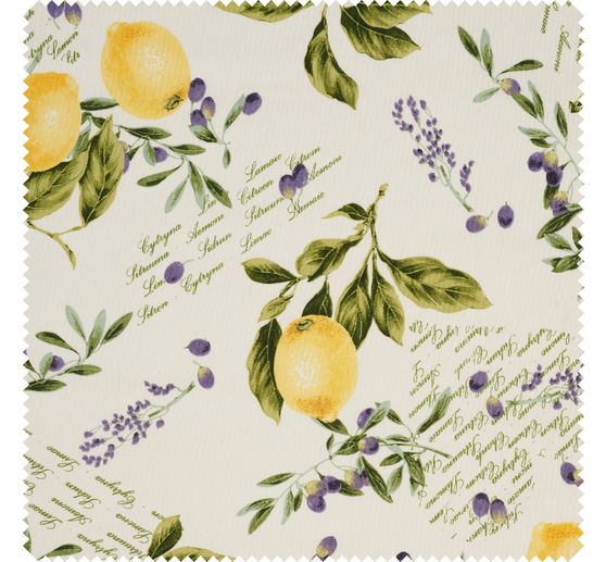Tissu imprimé aspect lin au mètre « Citrus »