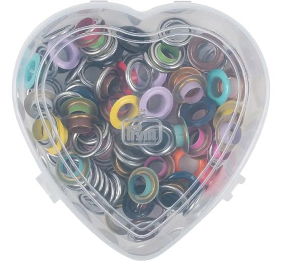 Prym Œillets avec rondelles Coloré, Ø 8 mm, en boîte coeur