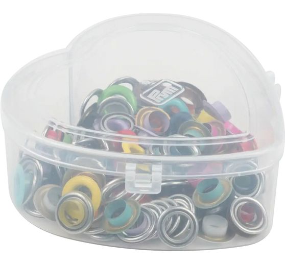 Prym Œillets avec rondelles Coloré, Ø 8 mm, en boîte coeur