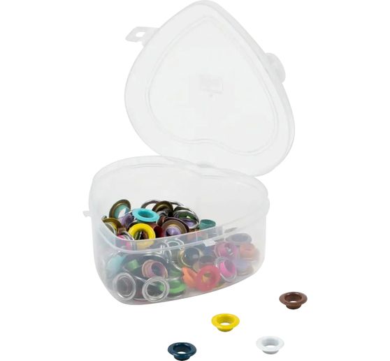 Prym Œillets avec rondelles Coloré, Ø 8 mm, en boîte coeur