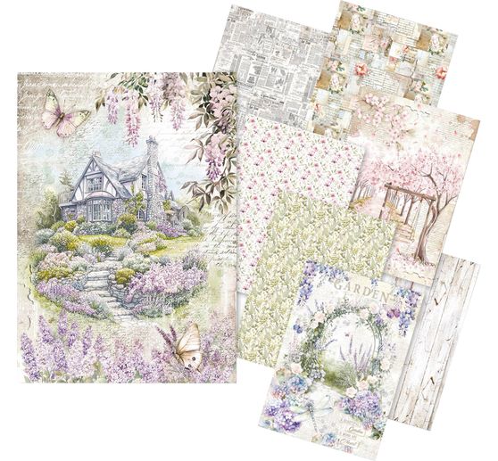 Motiv-Strohseiden Sortiment "Secret Garden", 8er-Set