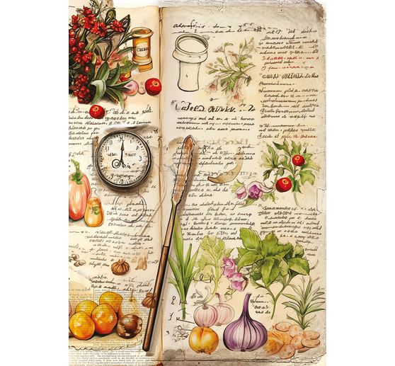 Motiv-Strohseiden Sortiment "Cookbook", 8er-Set