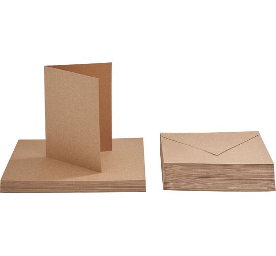Cartes doubles et enveloppes VBS « Papier kraft », A6, 50 pc.