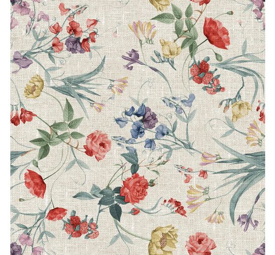 Dekostoff Leinenoptik "Sommerblumen"