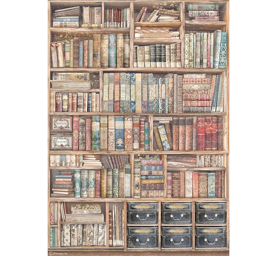 Motiv-Strohseide "Venice City of Art - Vintage Books"