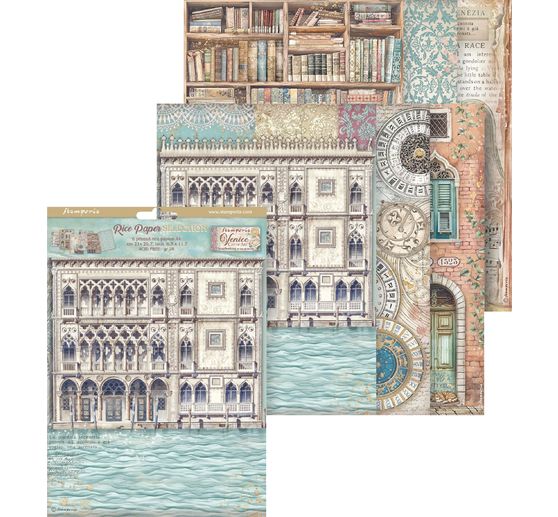 Motiv-Strohseiden Sortiment "Venice City of Art", 6er-Set