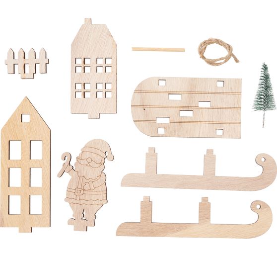 Décoration à emboîter en bois VBS « Luge du Père Noël »