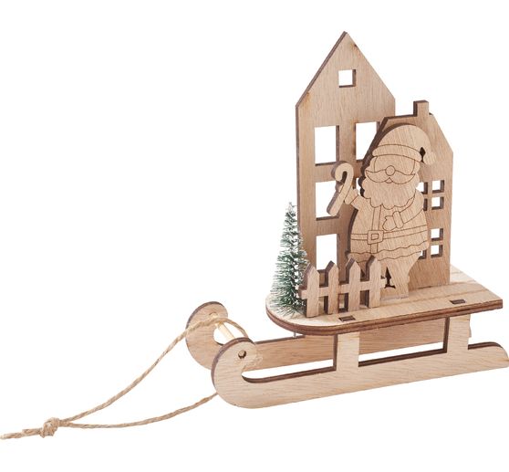 Décoration à emboîter en bois VBS « Luge du Père Noël »
