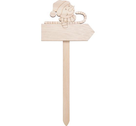 VBS Holz-Stecker mit Schild "Schneemann"