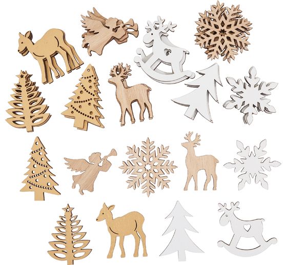Pièces à disperser VBS « Motifs de Noël » dans un coffret en bois