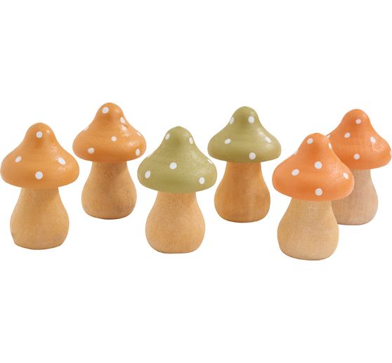 Amanites tue-mouches en bois VBS, 6 pc.