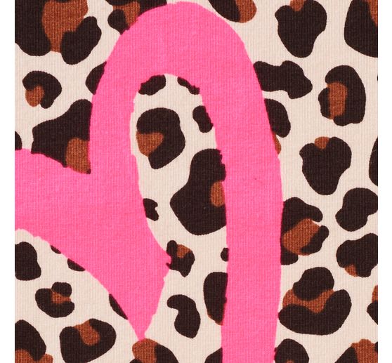 Sweat-Stoff Neon Print "Leopard mit Herz"