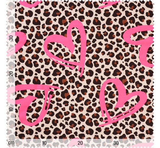 Sweat-Stoff Neon Print "Leopard mit Herz"